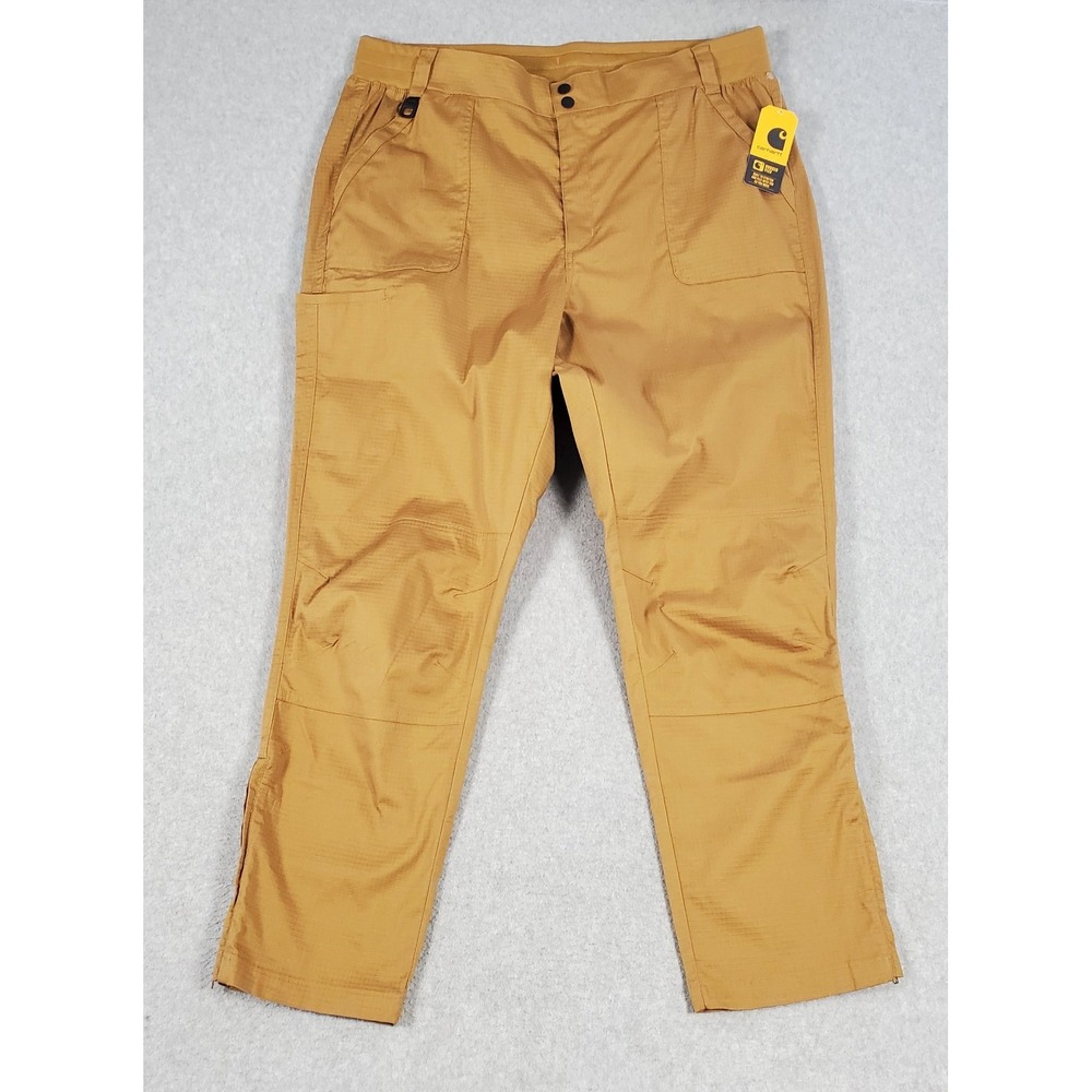 Carhartt Rugged Flex Pants Womens 2XL Brown Ripstop Workwear Ankle Zip NEW C5118